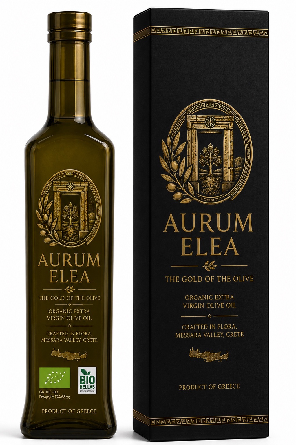Aurum Elea premium olive oil bottle and gift box
