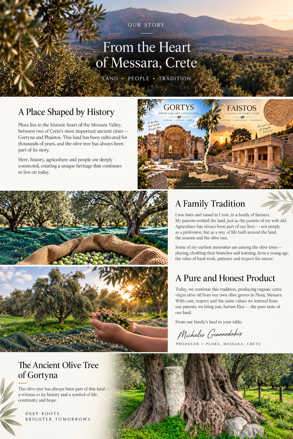 Our Story: From the Heart of Messara, Crete — family tradition, heritage and olive growing